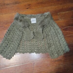 Echo wool blend rabbit fur shoulder shawl.